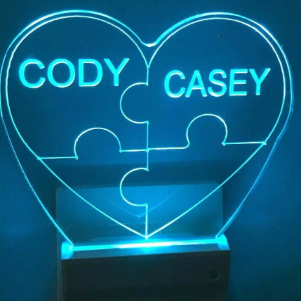 Puzzle Piece Heart Night Light Multi Color Personalized LED Wall Plug-in, Cool-Touch Smart Dusk to Dawn Sensor