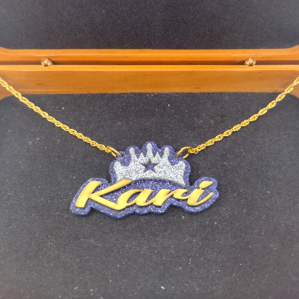 Custom Crown Personalized Necklace and Studs Jewelry Set
