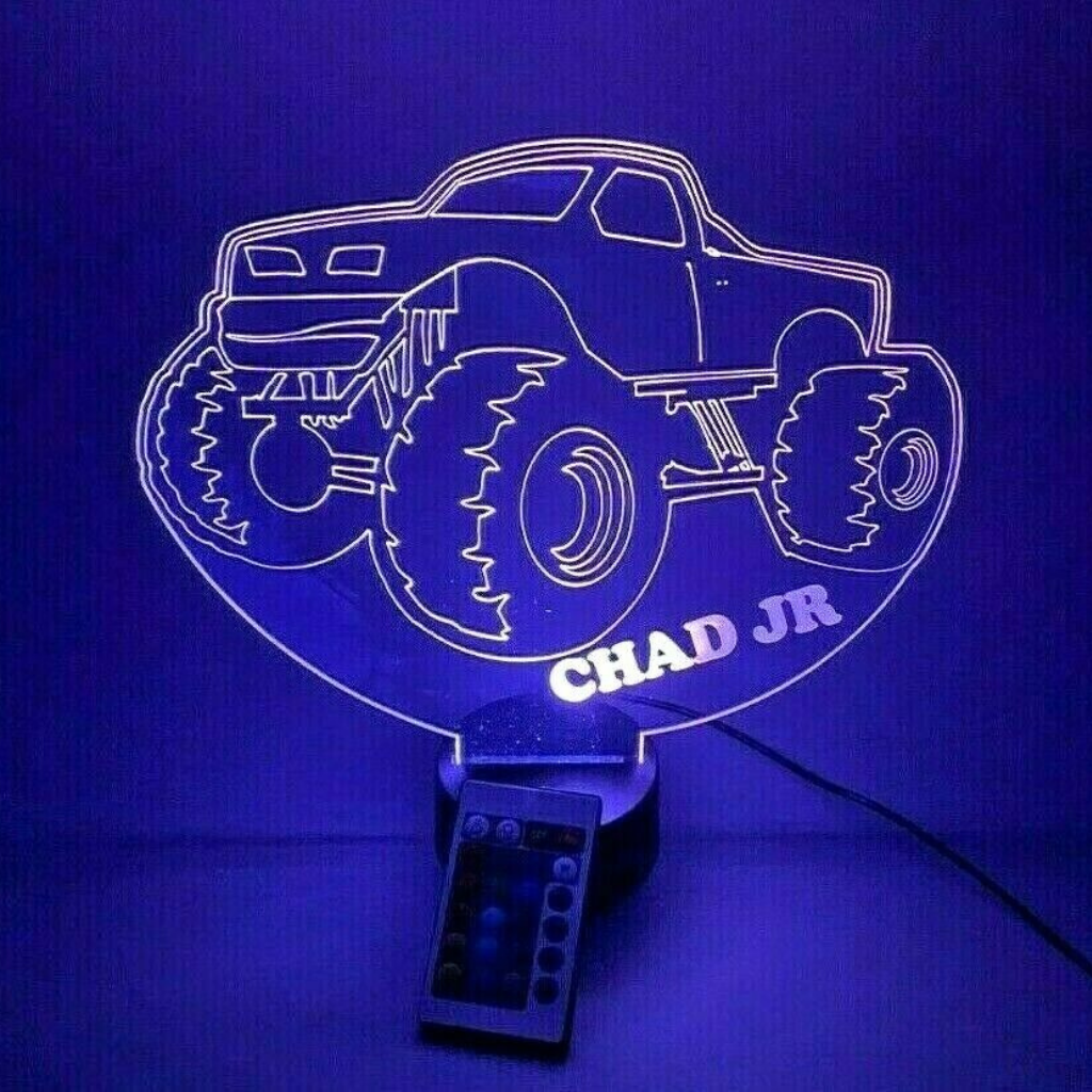 Monster Truck LED Tabletop Night Light Lamp, 16 Color options with Remote