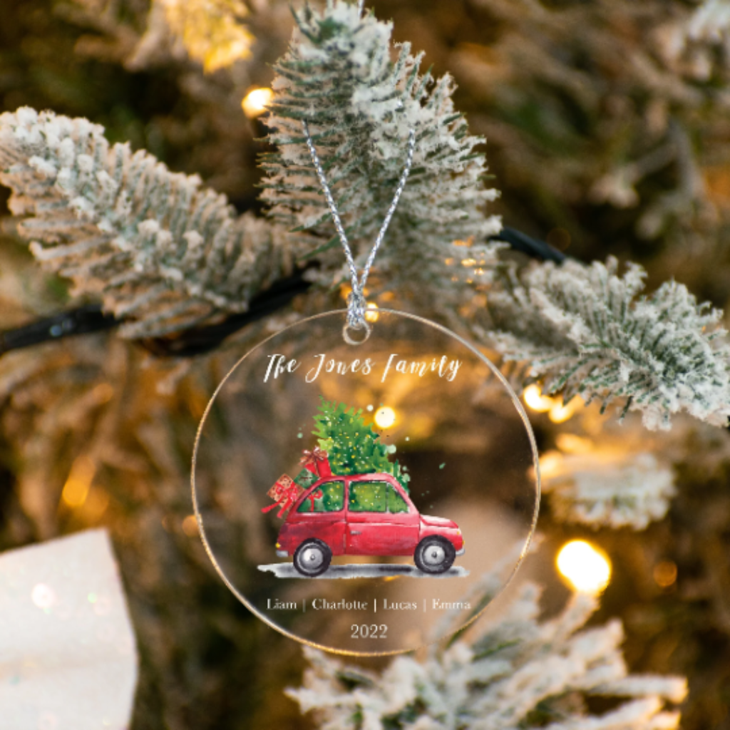 Family Christmas Ornament with Personalized Engraved Name