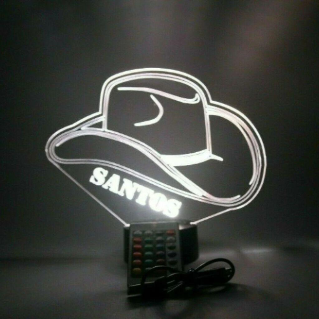 Cowboy Hat Country LED Tabletop Night Light Up Lamp, 16 Color options with Remote