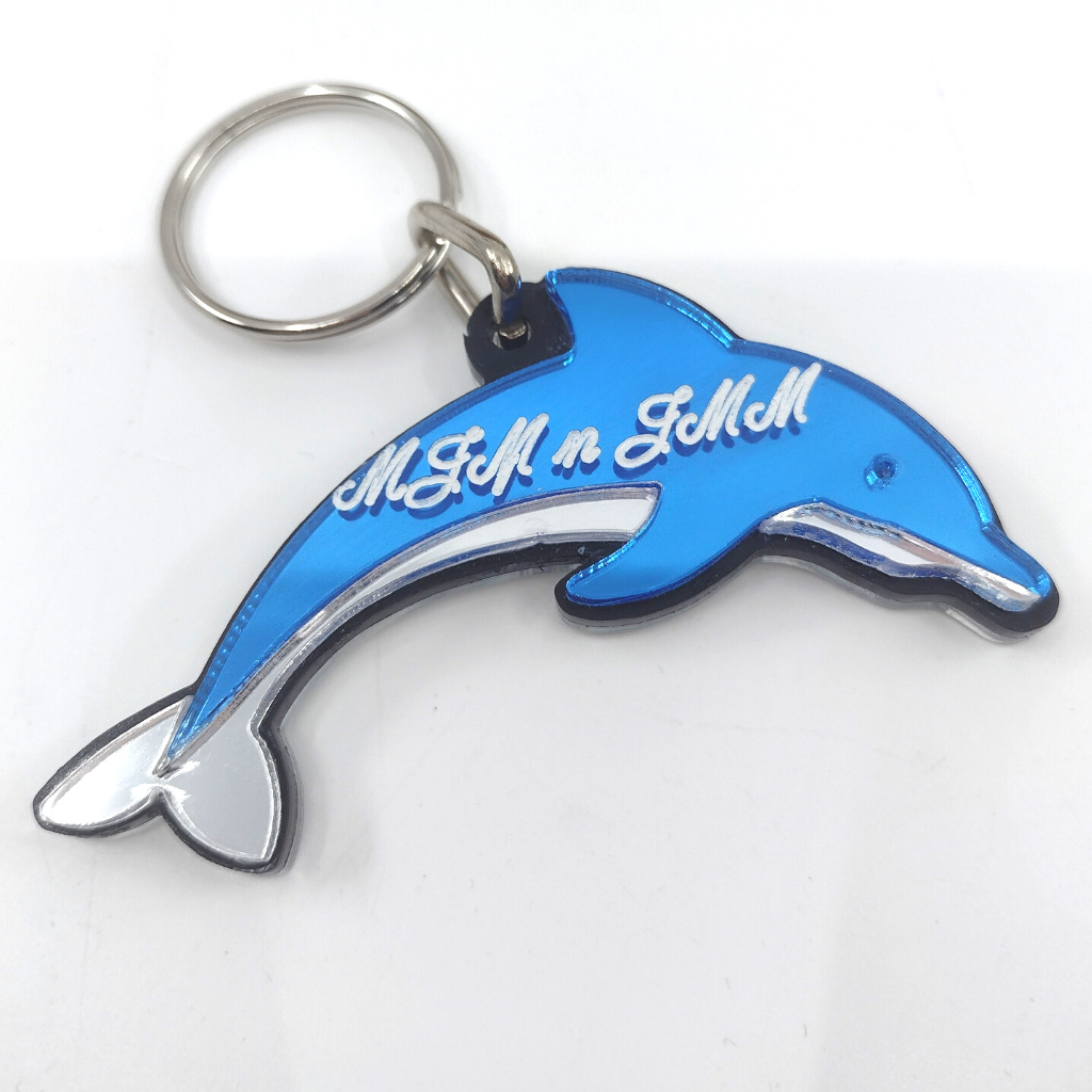 Custom Dolphin Keychain, Personalized Name or Saying and Background Color