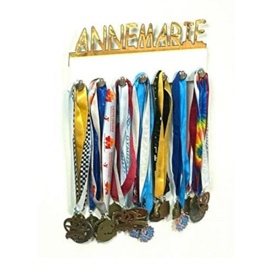 Personalized Name Medal Holder, Handmade Wall Organizer, Storage Space for Your Living Space