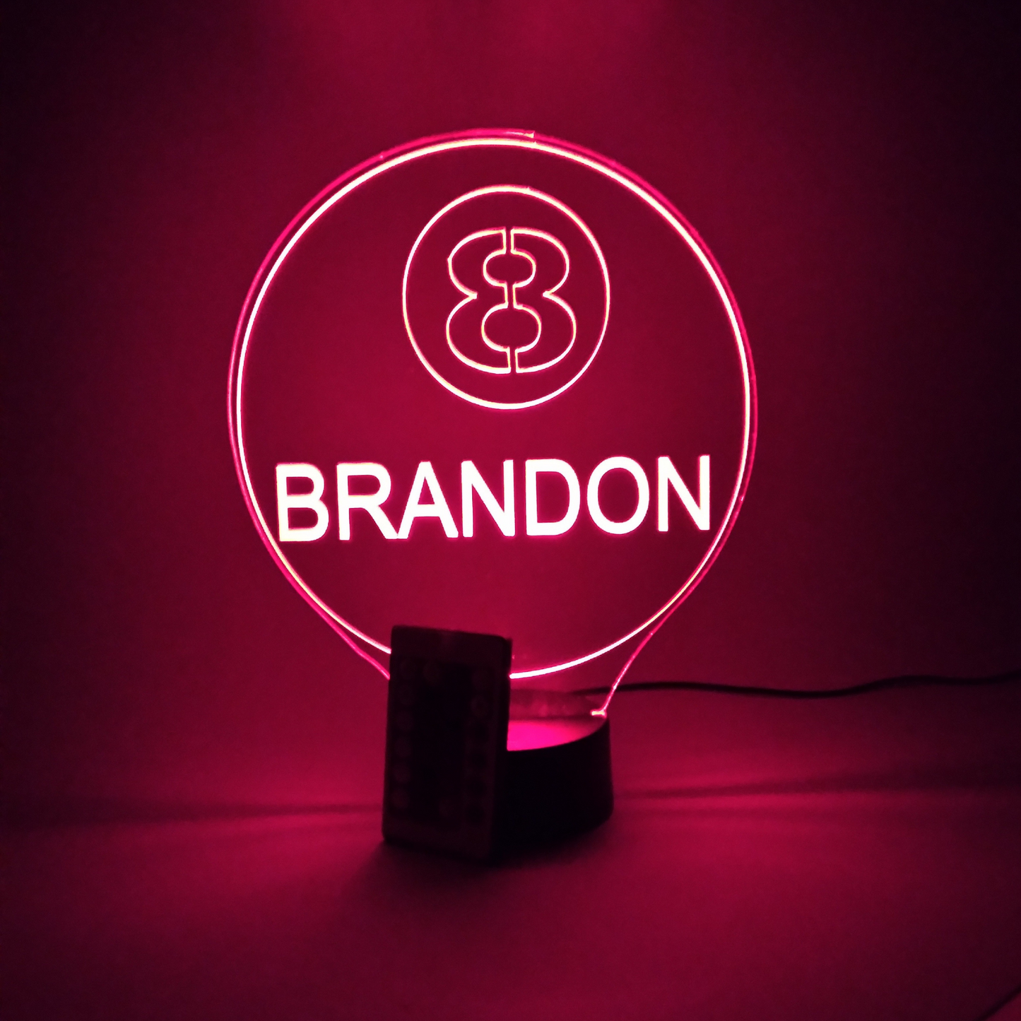 8 Eight Ball Pool Billiards Personalized Night Light Up Table Desk Lamp LED Eight ball Cue Sports Games Name Engraved 16 Colors with Remote