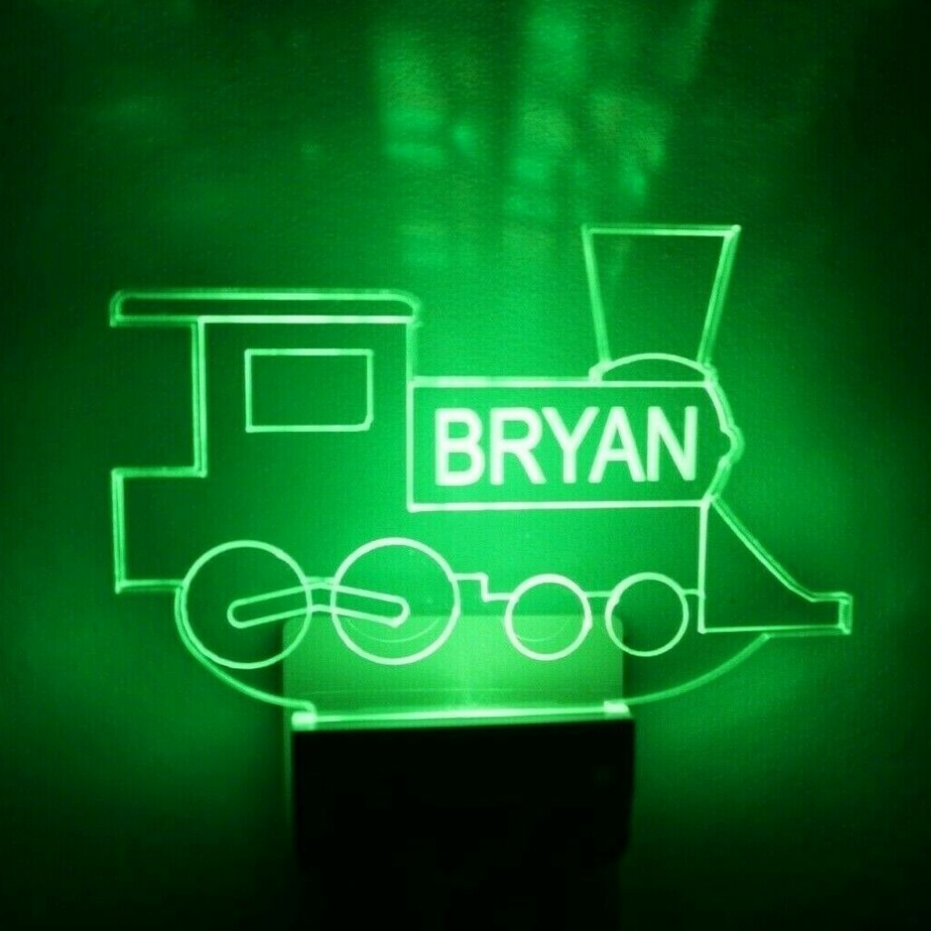 Train Night Light Multi Color Personalized LED Wall Plug-in Cool-Touch Smart Dusk to Dawn Sensor Kids Children's Bedroom Hallway, Super Cool
