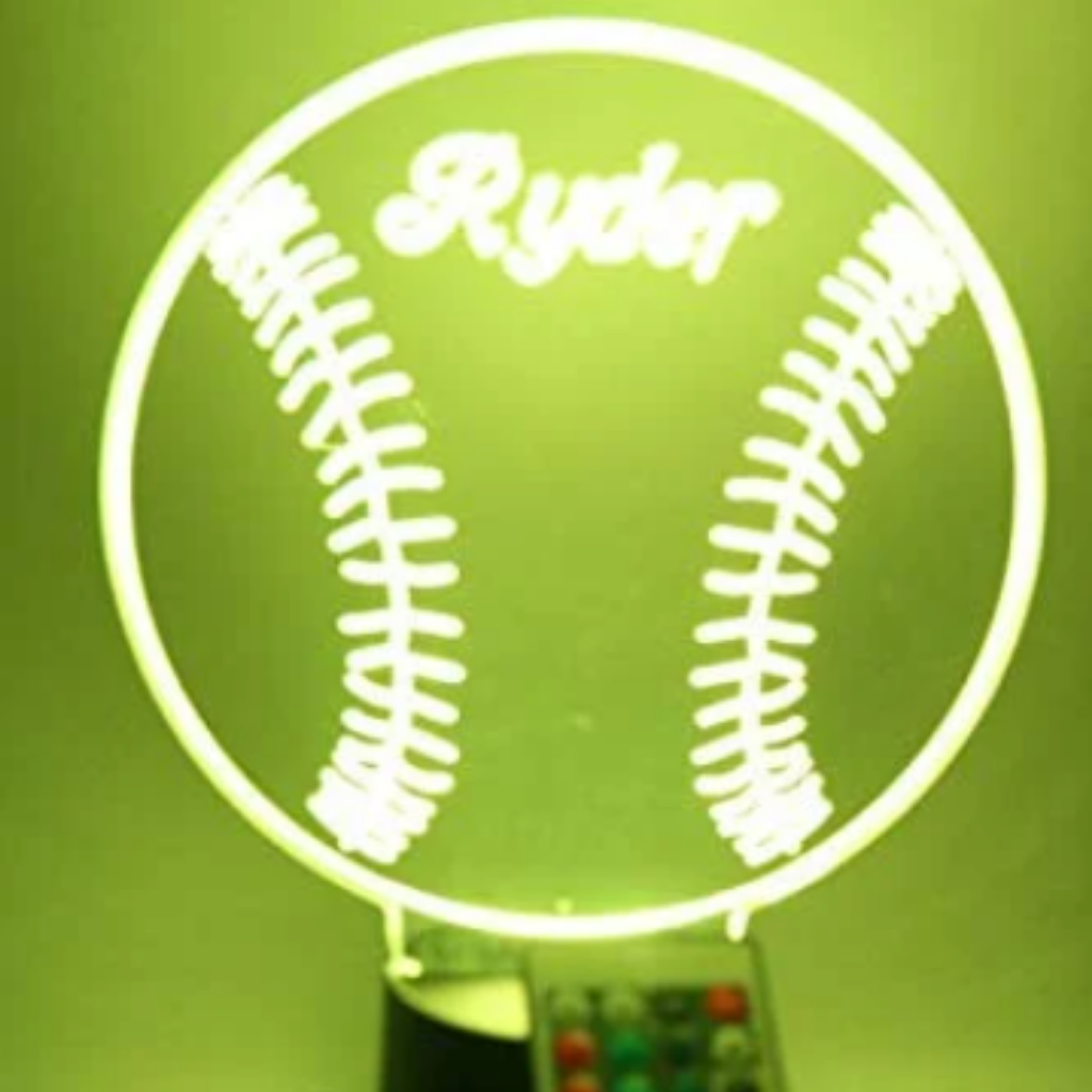 Baseball, Sports LED Tabletops Night Light Up Lamp, 16 Color options with Remote