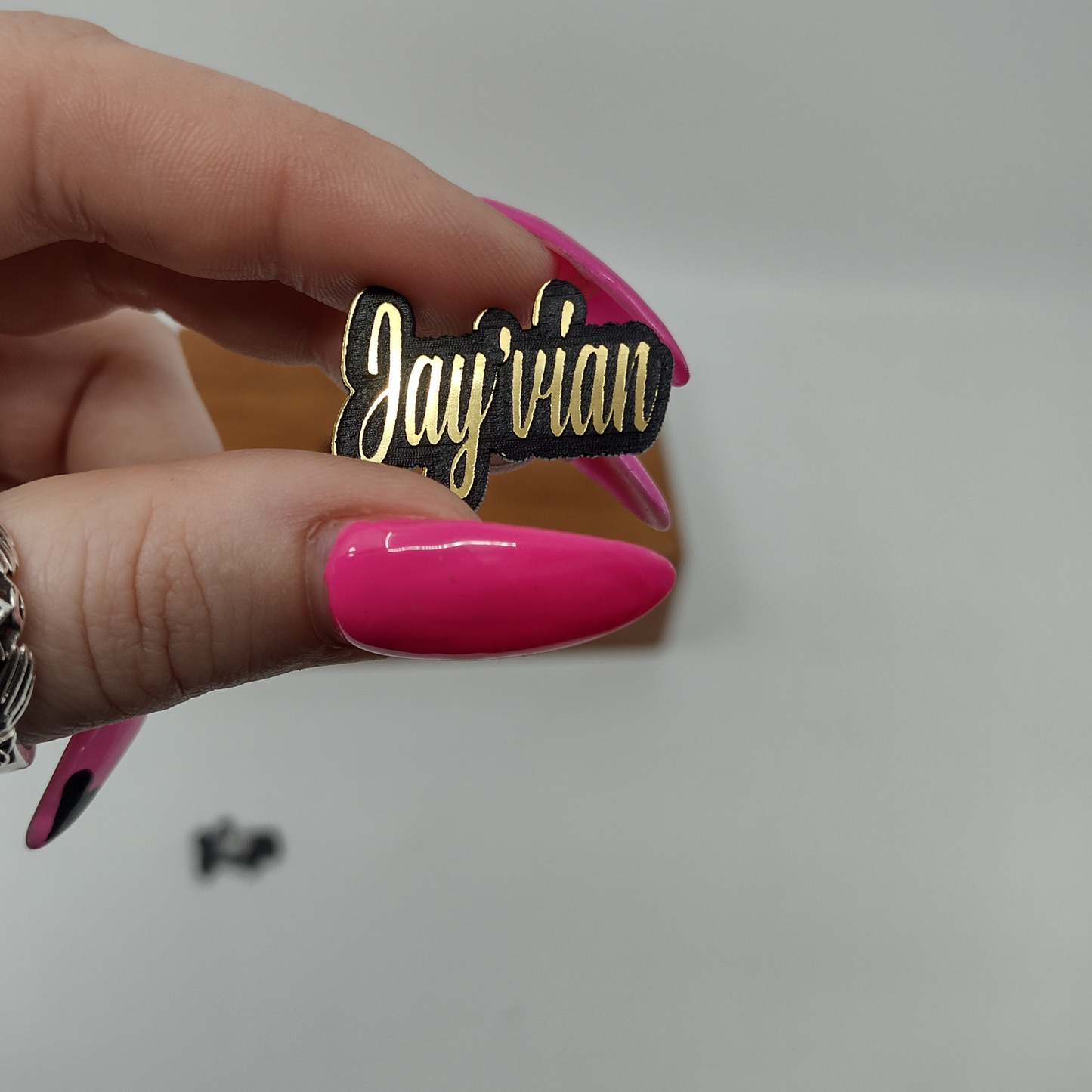Custom Black and Gold Stud Earrings, Personalized Name