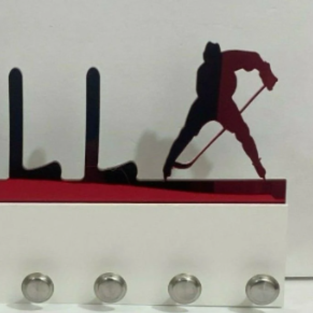 Hockey Personalized Sports Medal Holder, Handmade Wall Organizer, Storage Space for Your Living Space