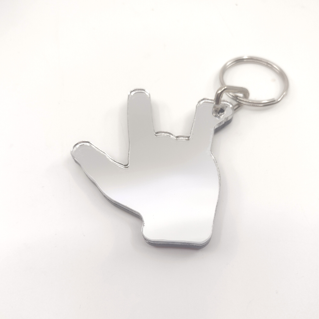 Custom I Love You Sign Language Hand Keychain, Personalized Name or Saying and Background Color