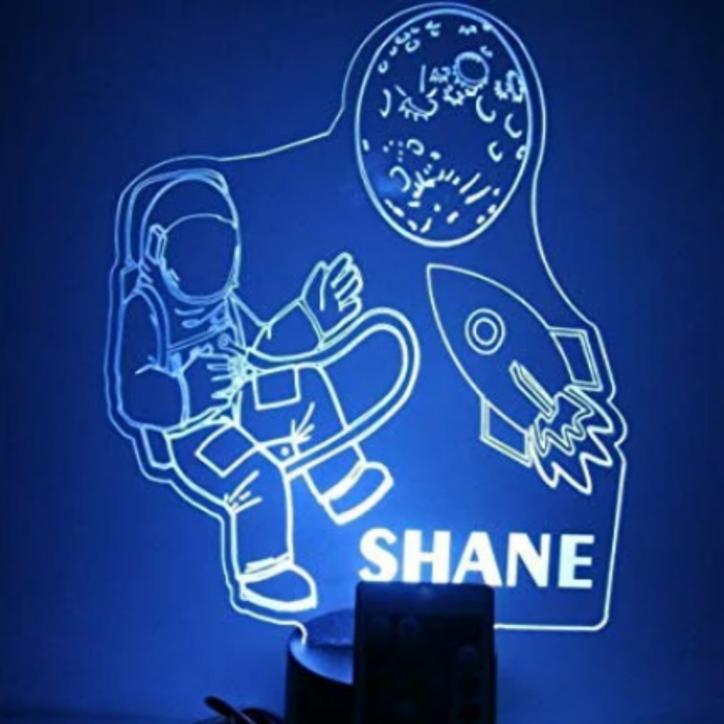 Outer Space Astronaut LED Tabletop Night Light Up Lamp, 16 Color options with Remote