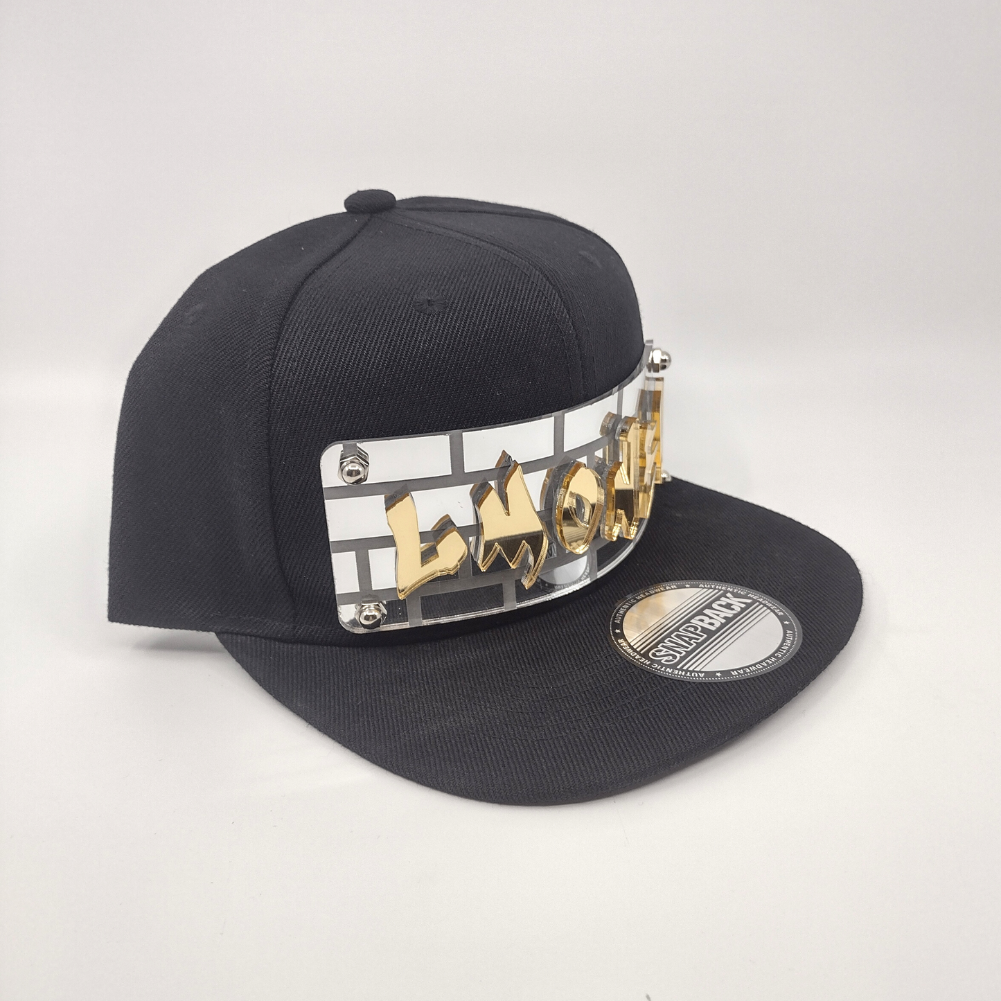 Black Custom Snapback Hat, Laser Cut, Made to Order, Exclusive Creation