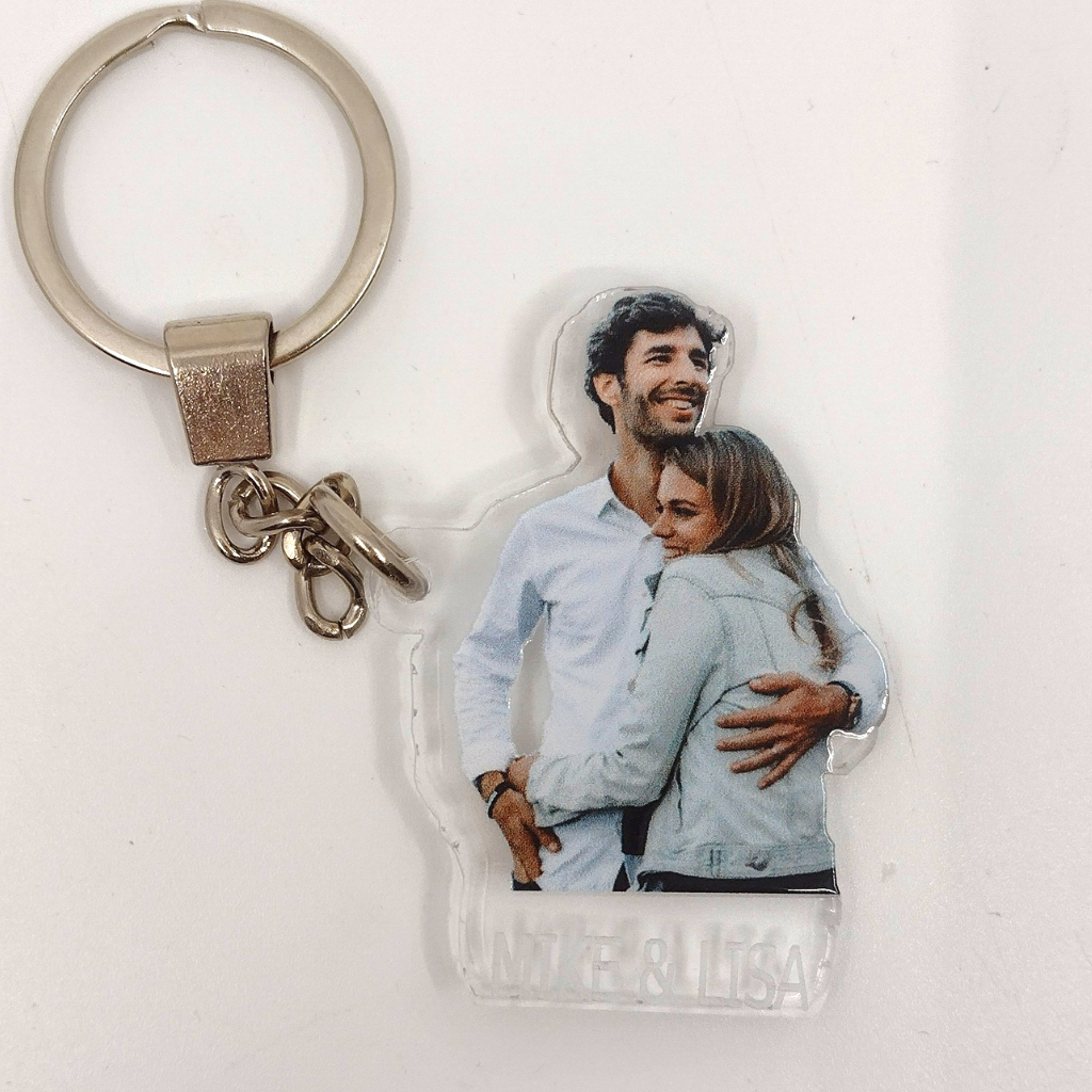 Custom Couples Photo Names and Date UV Printed Key Chain