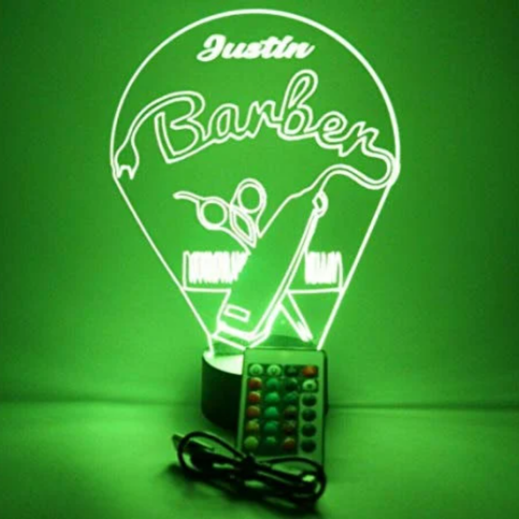 Barber Shop LED Tabletop Night Light Up  Lamp, 16 Color options with Remote