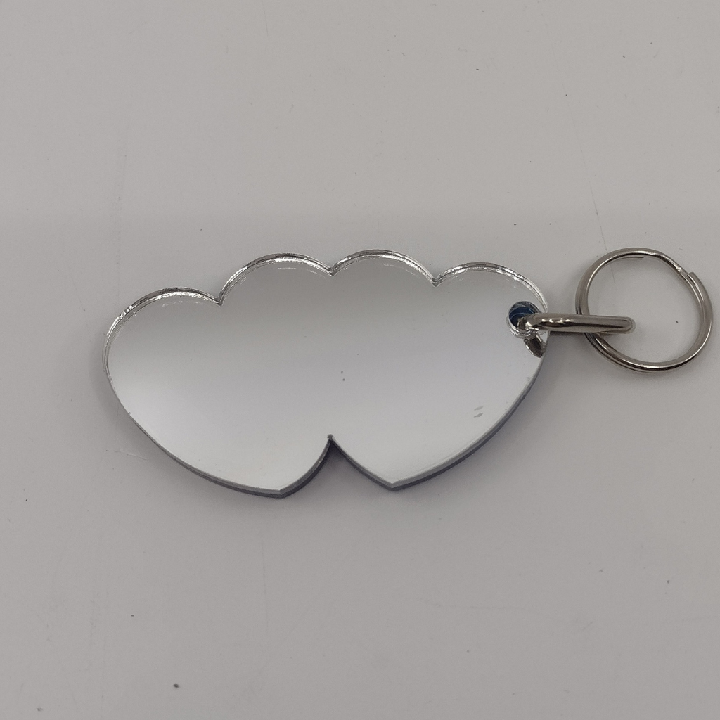Custom Double Heart Keychain, Personalized Name or Saying and Background Color