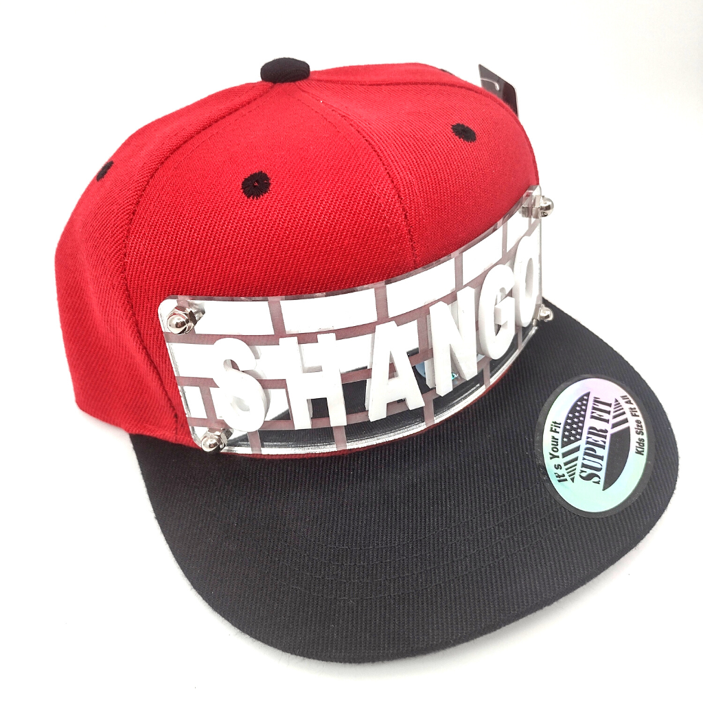 Red and Black Custom Snapback Hat, Laser Cut, Made to Order, Exclusive Creation