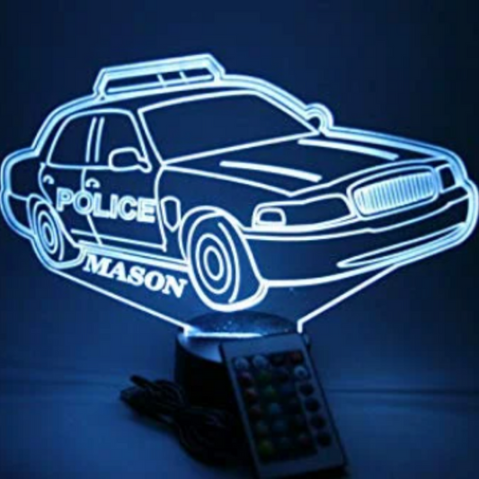 Police Car LED Tabletop Night Light Up Lamp, 16 Color options with Remote