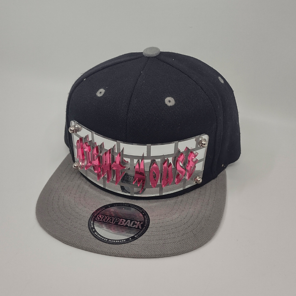 Black and Gray Custom Snapback Hat, Laser Cut, Made to Order, Exclusive Creation
