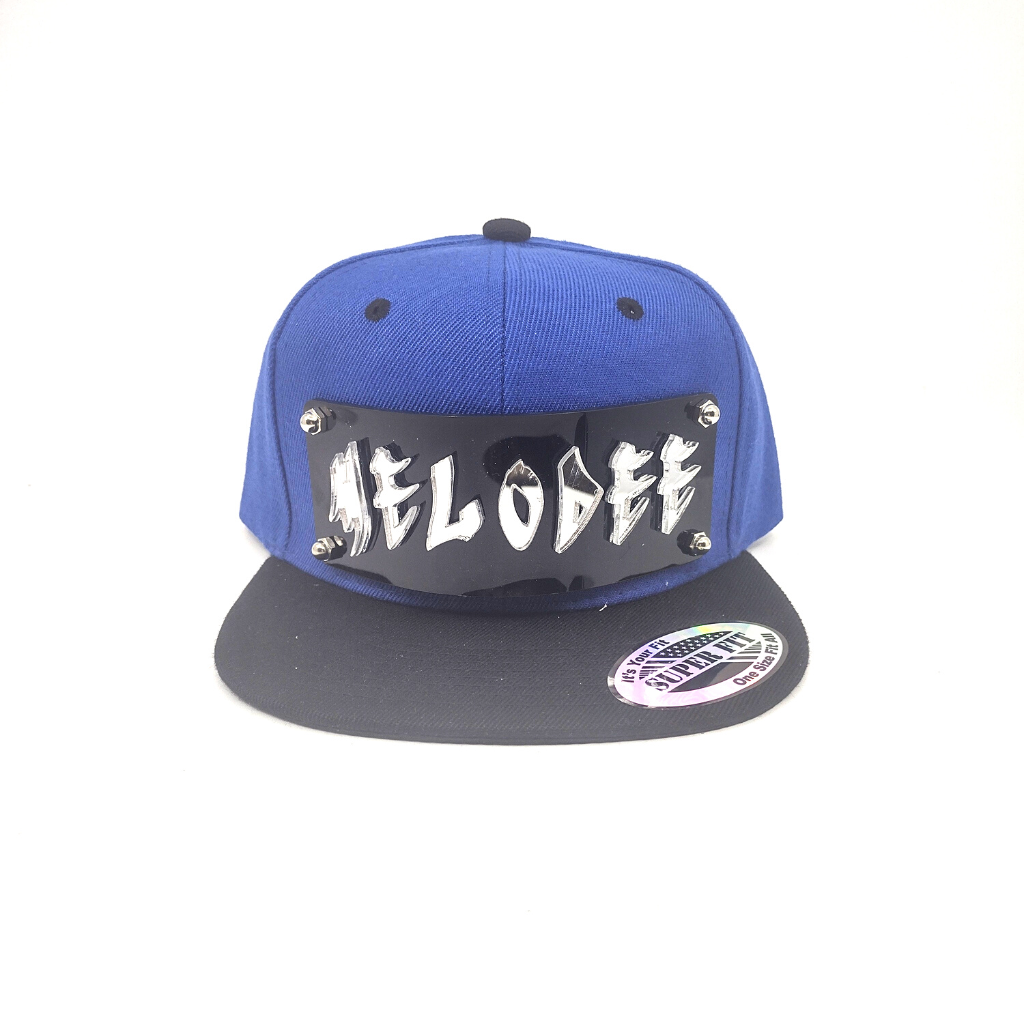 Blue and Black Custom Snapback Hat, Laser Cut, Made to Order, Exclusive Creation