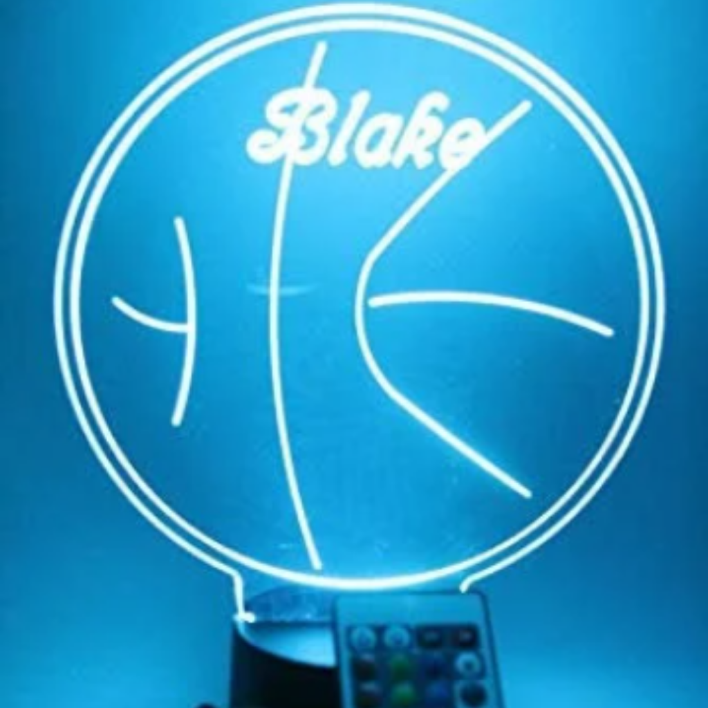 Basketball, Sports LED Tabletop Night Light Up Lamp, 16 Color options with Remote