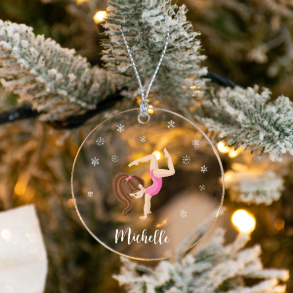 Gymnast Ornament with Personalized Engraved Name