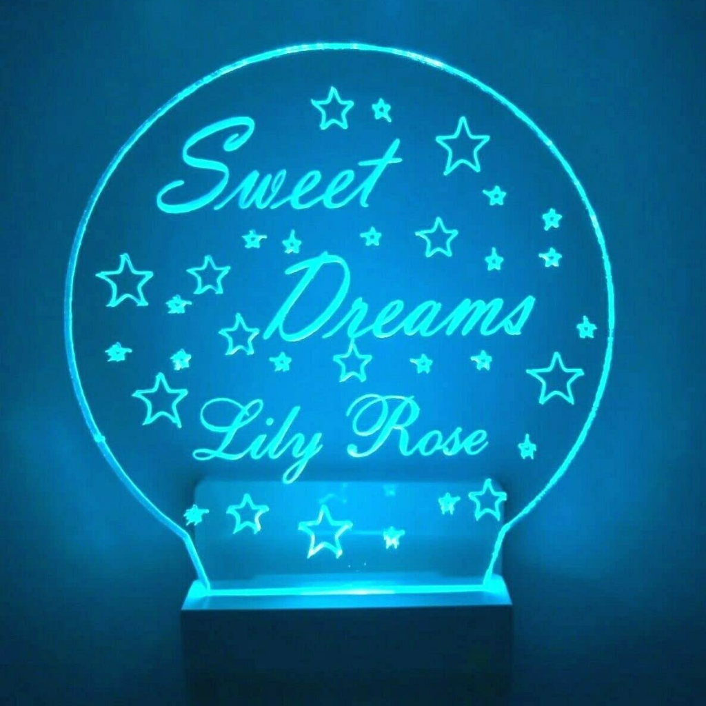 Sweet Dreams Stars Night Light Multi Color Personalized LED Wall Plug-in, Cool-Touch Smart Dusk to Dawn Sensor