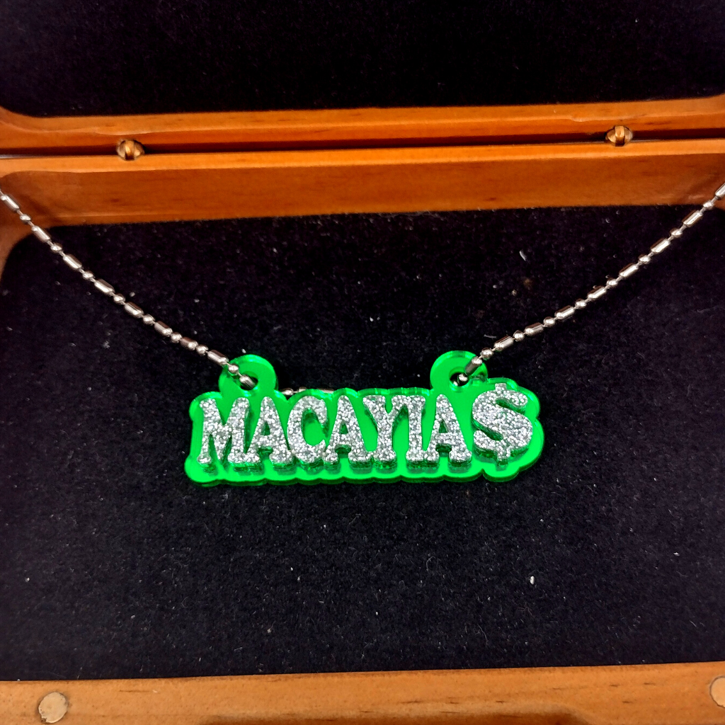 Custom Money Sign Name Necklace, Personalized Glitter Name Necklace