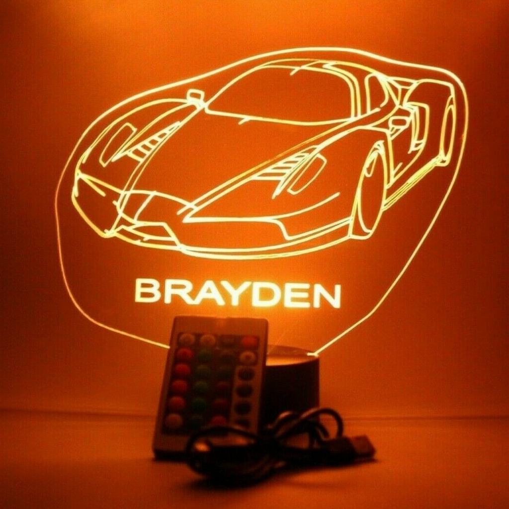 Luxury Sports Car LED Tabletop Night Light Up Lamp, 16 Color options with Remote