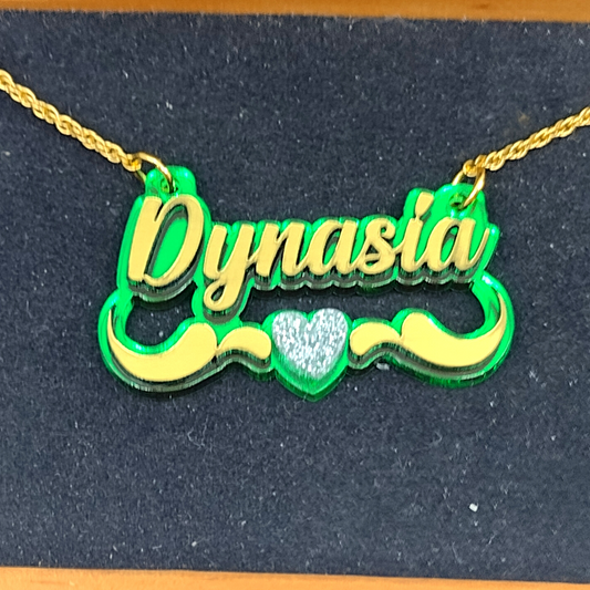 Heart and Swirl Custom Name Necklace