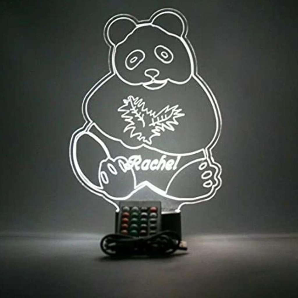 Panda Bear, LED Tabletop Night Light Up Lamp, 16 Color options with Remote