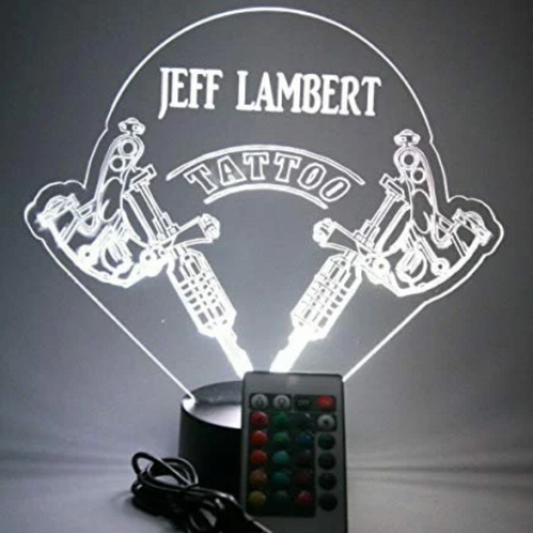 Tattoo Artist Ink Studio LED Tabletop Nightlight Up Lamp, 16 Color Changing Options with Remote