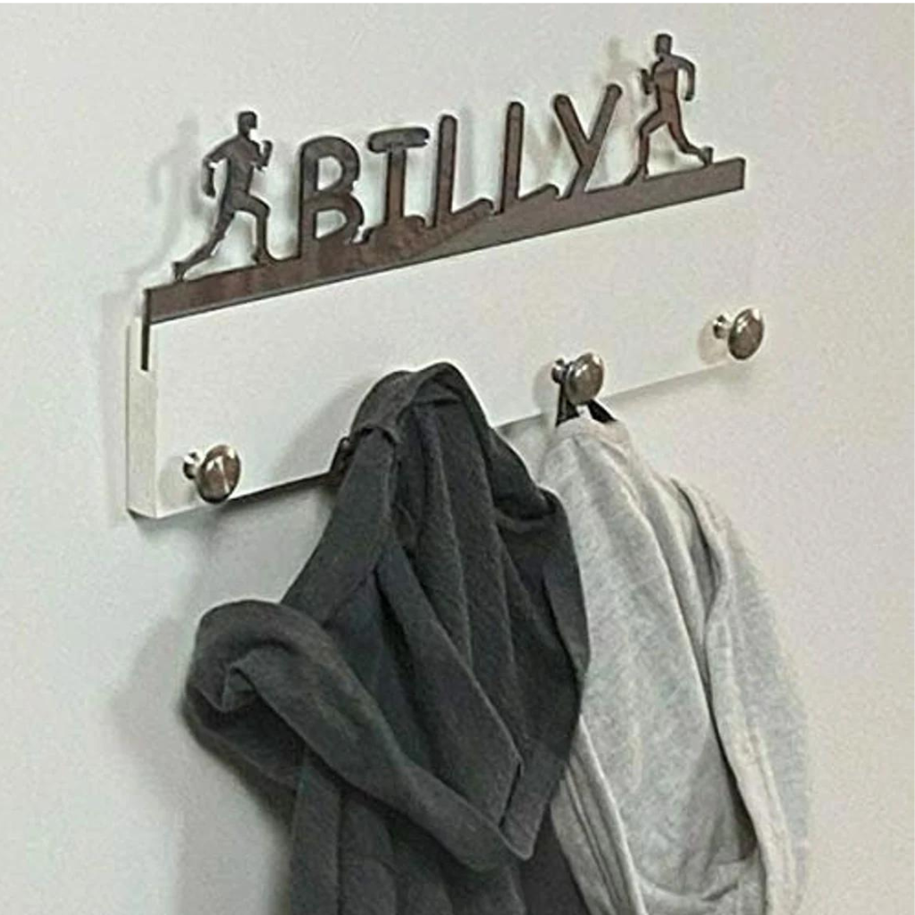 Track Field Runner Personalized Sports Coat Hook Hanger, Handmade Wall Organizer, Storage Space for Your Living Space
