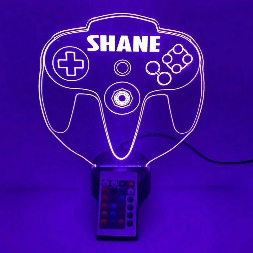 Handheld Vintage 90's Gaming Controller LED Tabletop Night Light Up Gaming Lamp, 16 Color options with Remote