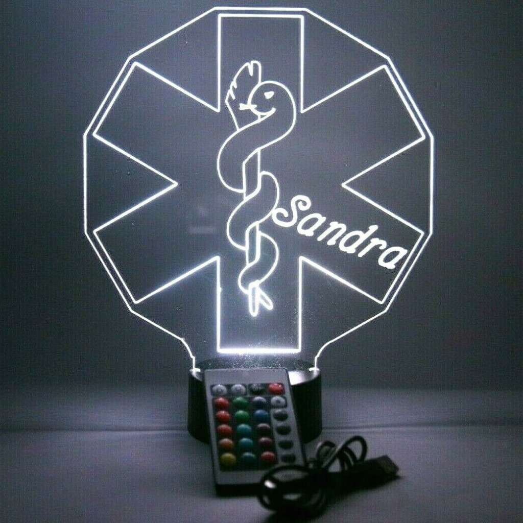 EMT Emergency Services LED Tabletop Night Light Up Lamp, 16 Color options with Remote