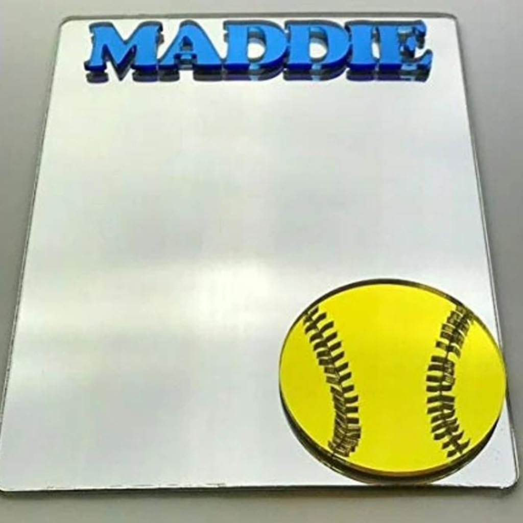 Softball Locker Mirror Magnet, Personalized Back to School Magnetic Sports Locker or Refrigerator Magnet Decor