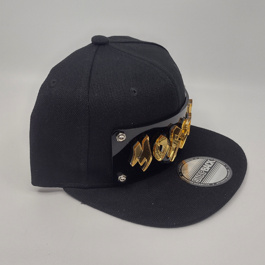 Black Custom Snapback Hat, Laser Cut Letters, Made to Order, Exclusive Creation