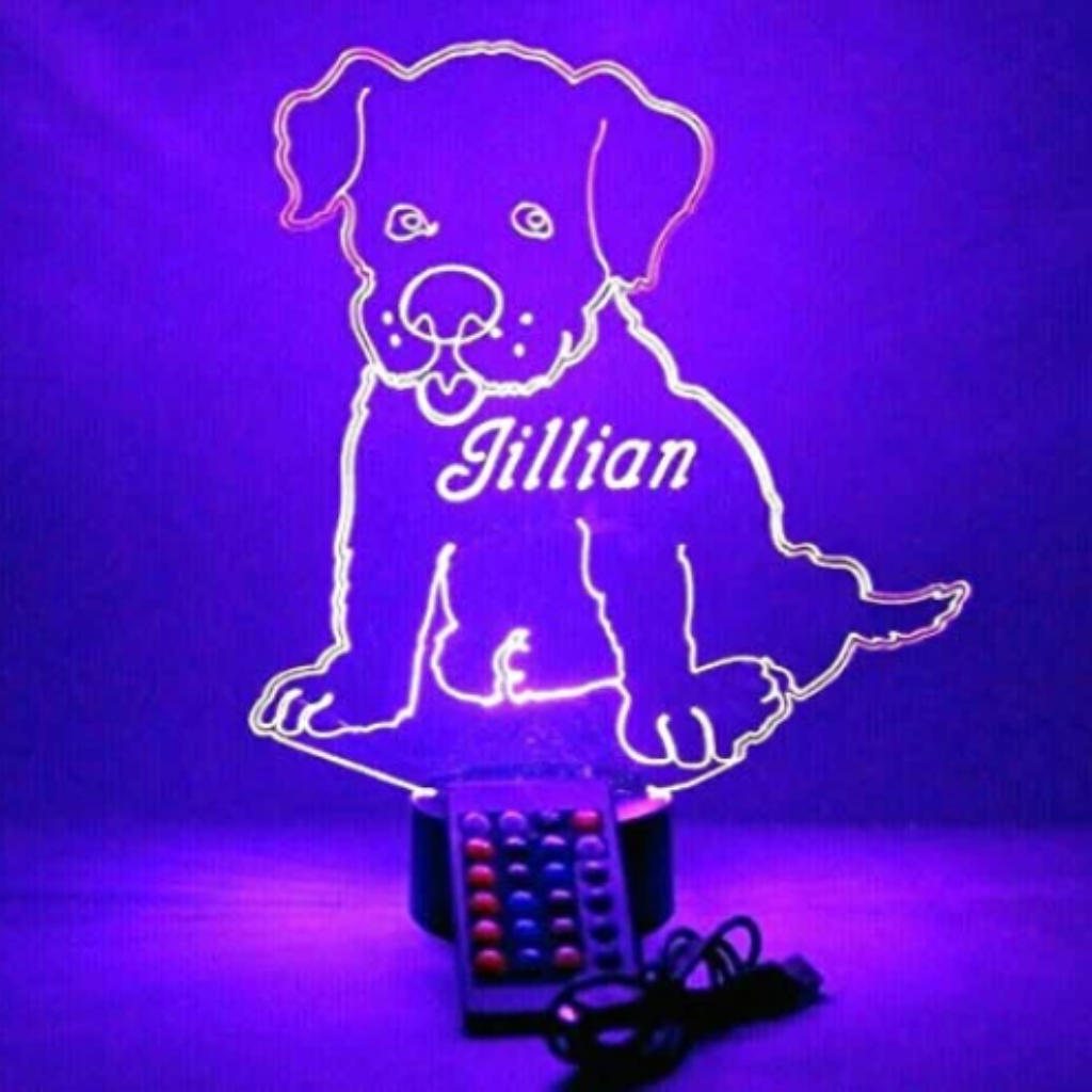 Cute Puppy Dog LED Tabletop Night Light Up Lamp, 16 Color options with Remote