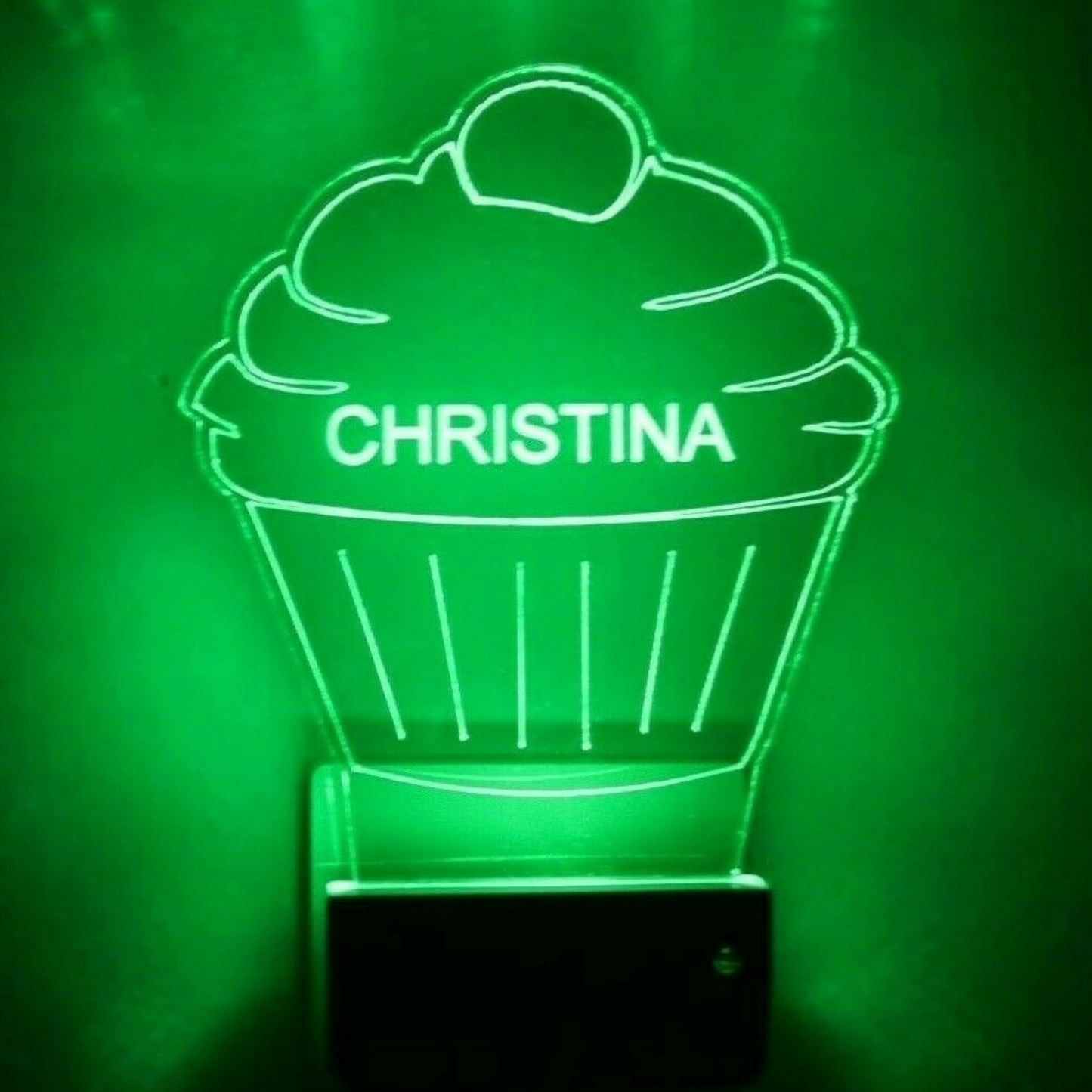 Cupcake Night Light Multi Color Personalized LED Wall Plug-in, Cool-Touch Smart Dusk to Dawn Sensor, Bedroom, Hallway, Bathroom, Super Cool