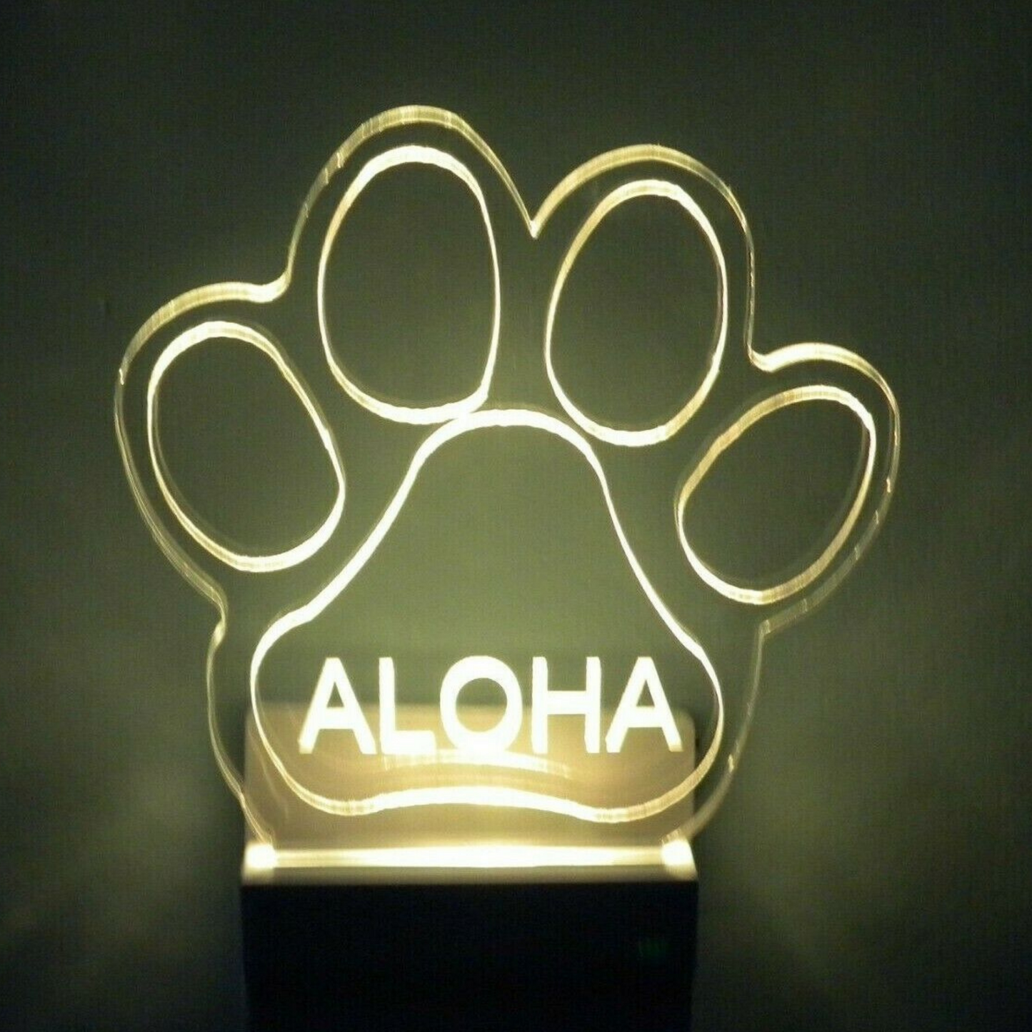 Paw Print Night Light Multi Color Personalized LED Wall Plug-in, Cool-Touch Smart Dusk to Dawn Sensor Children's Bedroom Hallway, Super Cool