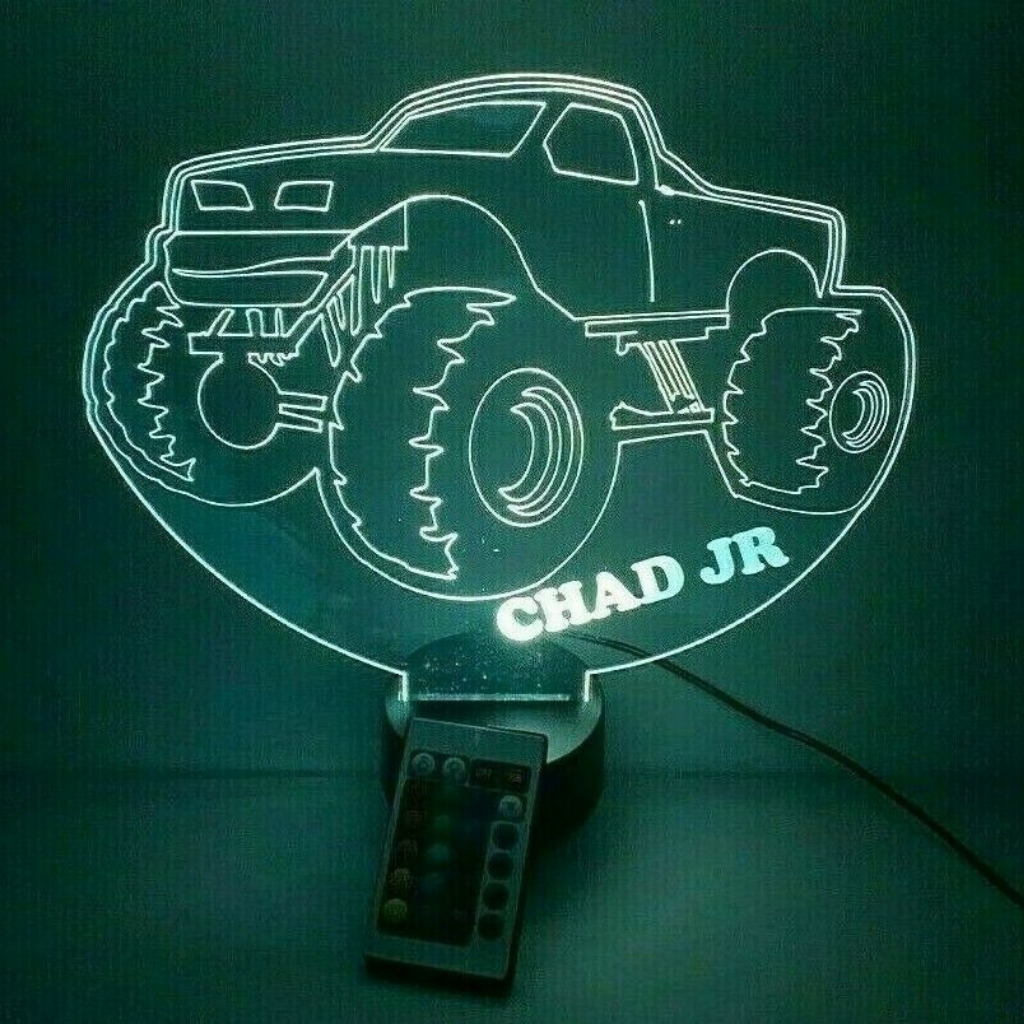 Monster Truck LED Tabletop Night Light Lamp, 16 Color options with Remote