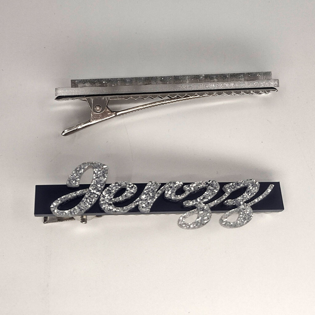 Personalized Hair Clips, Hair Accessory, Diamond Look, Custom Name and Background Color
