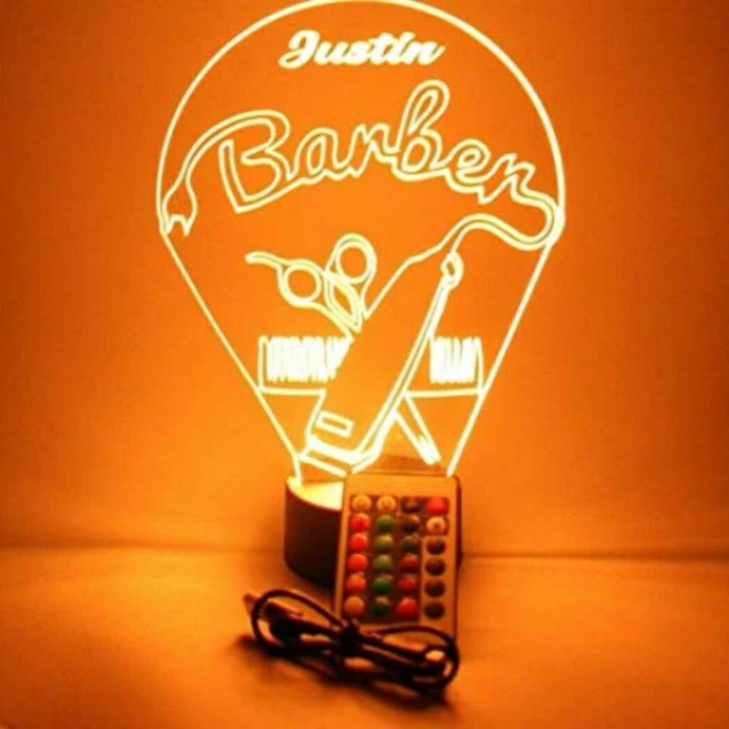 Barber Shop LED Tabletop Night Light Up  Lamp, 16 Color options with Remote