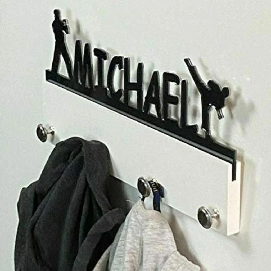 Martial Arts, Karate Personalized Sports Coat Hook Hanger, Handmade Wall Organizer, Storage Space for Your Living Space