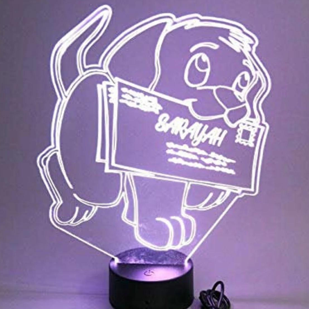 Cute Puppy Dog with Mail LED Tabletop Night Light Up Lamp, 16 Color options with Remote