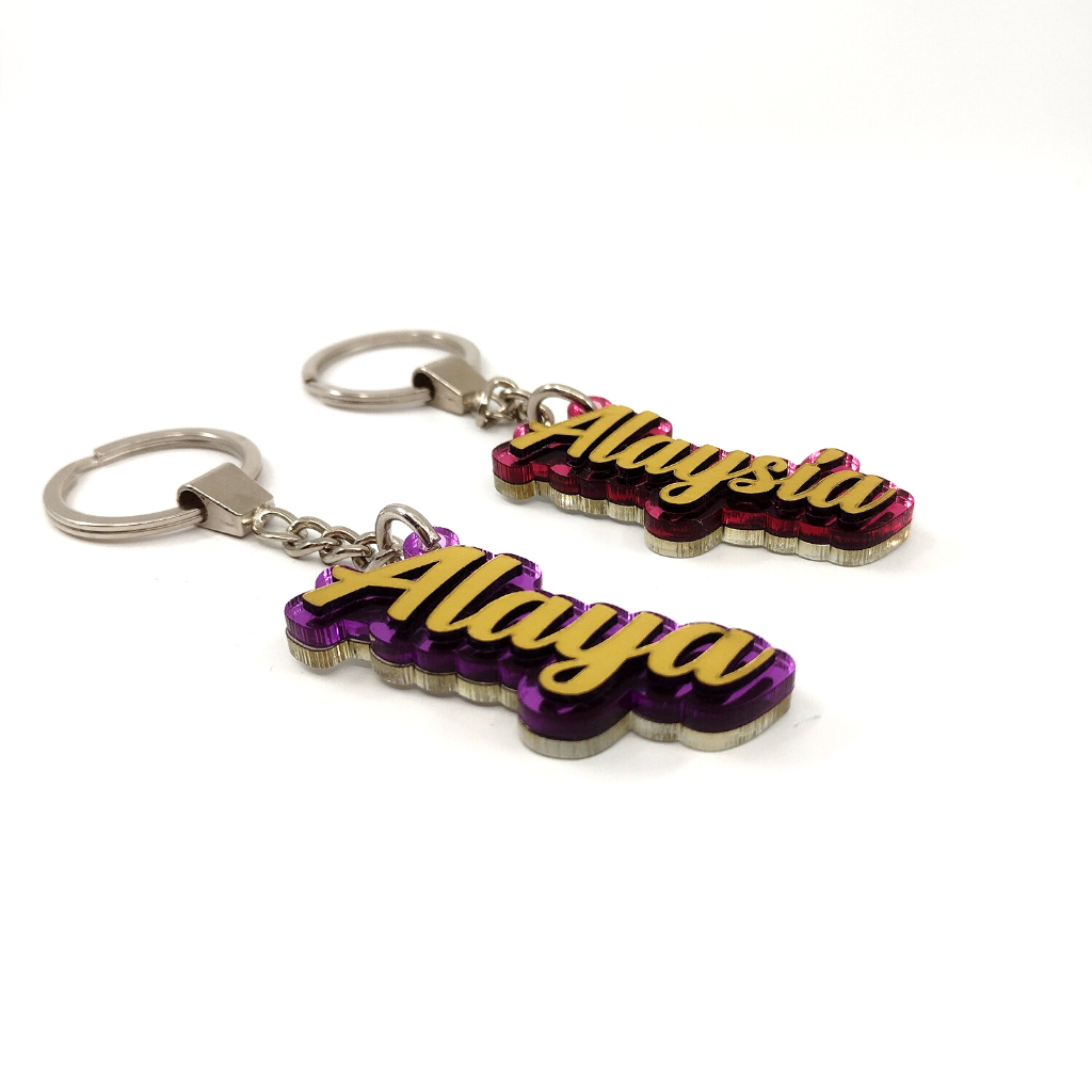 Custom Gold Name and Background Color Keychain