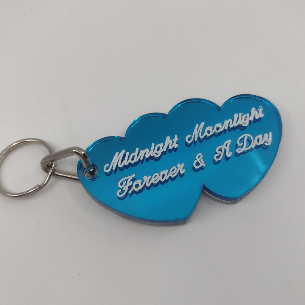 Custom Double Heart Keychain, Personalized Name or Saying and Background Color
