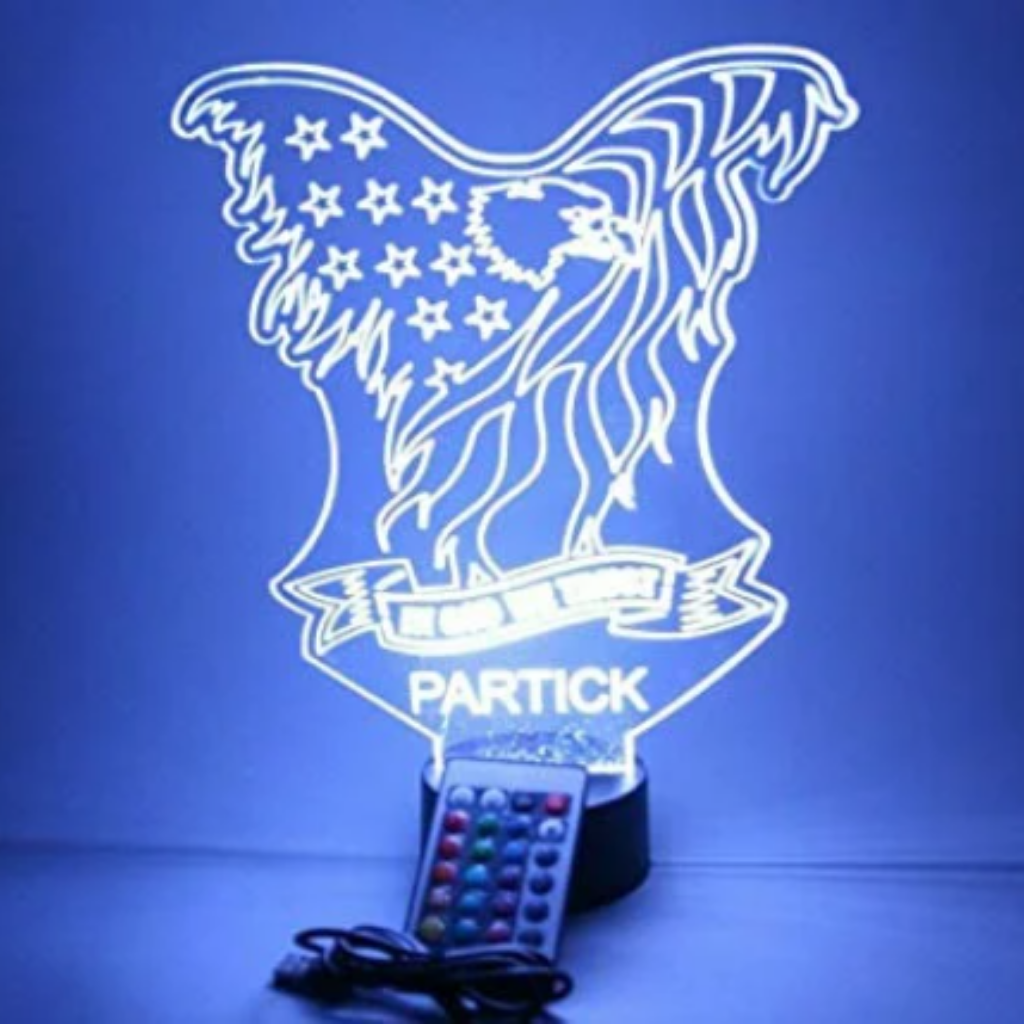 Bald Eagle American Bird, LED Tabletop Night Light Up Lamp, 16 Color options with Remote