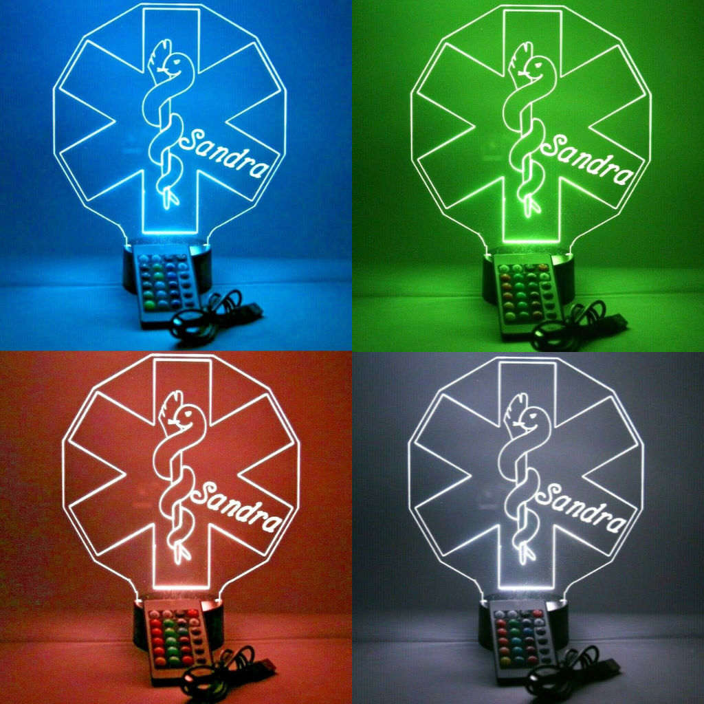 EMT Emergency Services LED Tabletop Night Light Up Lamp, 16 Color options with Remote