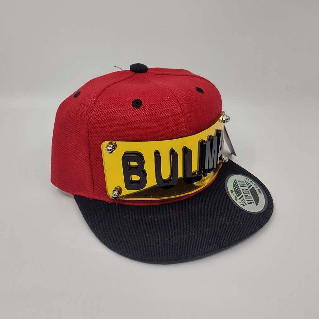 Red and Black Custom Snapback Hat, Laser Cut Letters, Made to Order, Exclusive Creation
