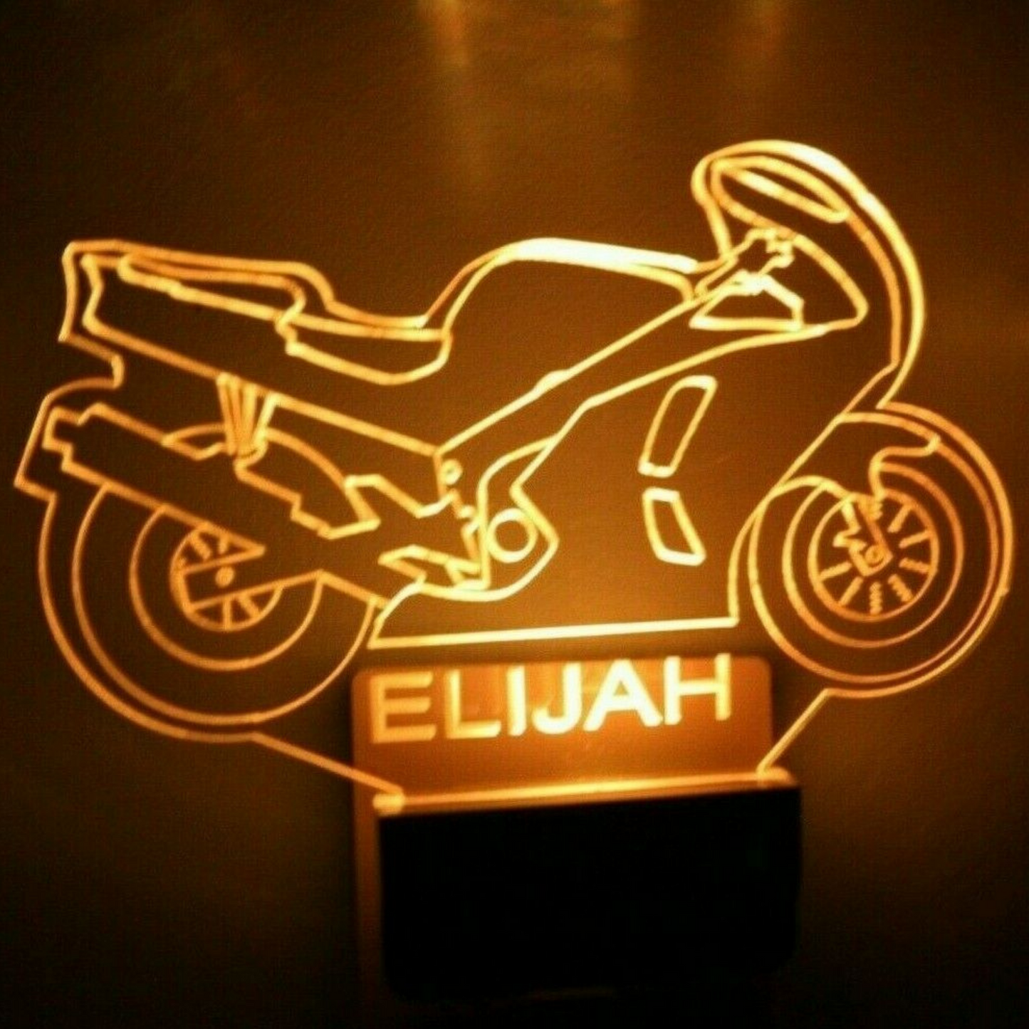 Motorcycle Night Light Multi Color Personalized LED Wall Plug-in, Cool-Touch Smart Dusk to Dawn Sensor Children's Bedroom Hallway Super Cool