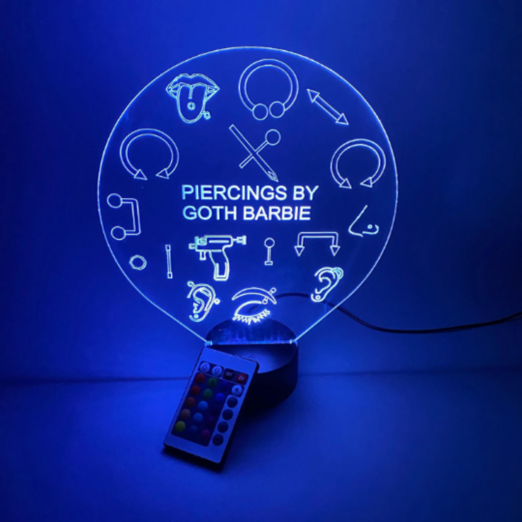 Body Piercing Shop, LED Tabletop Night Light Up Lamp, 16 Color options with Remote